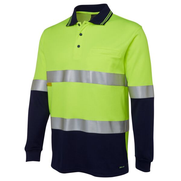 JB's HV L/S (D+N) COTTON BACK POLO LIME/NVY - XS Thumbnail