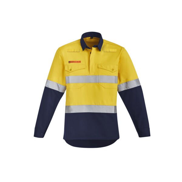 Mens Orange Flame Hi Vis Closed Front Shirt - Hoop Taped Thumbnail