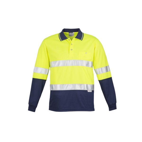 Mens Hi Vis Spliced Long Sleeve Polo - Hoop Taped Thumbnail