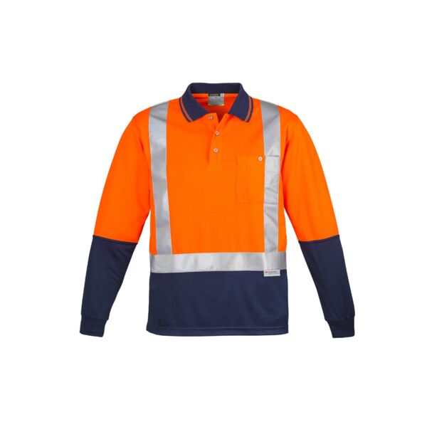 Mens Hi Vis Spliced Long Sleeve Polo - Shoulder Taped Thumbnail