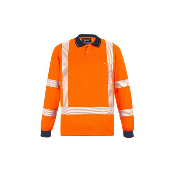 Unisex Hi Vis X Back NSW Rail Long Sleeve Polo Thumbnail