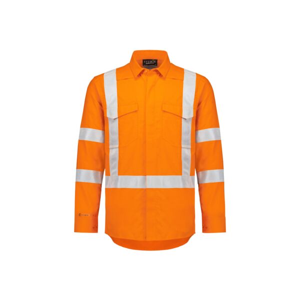Mens Orange Flame Lightweight Ripstop X Back Taped Shirt Thumbnail