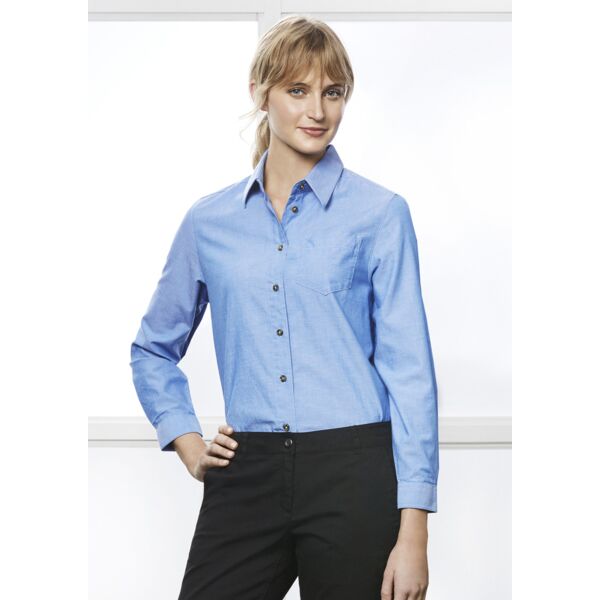 Womens Chambray Long Sleeve Shirt Thumbnail