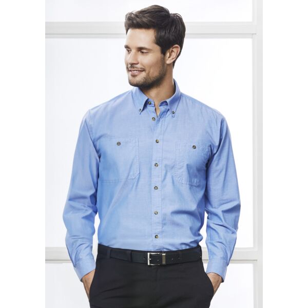 Mens Chambray Long Sleeve Shirt Thumbnail