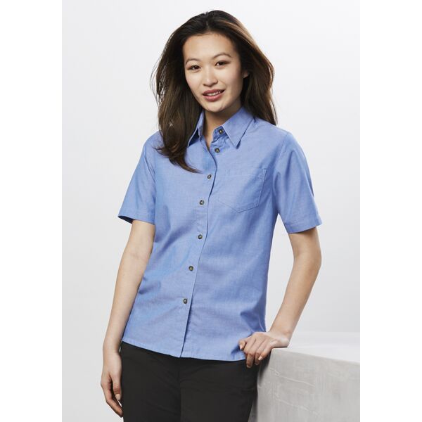 Womens Chambray Short Sleeve Shirt Thumbnail